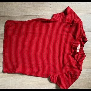 Truly madly deeply red and black striped T-shirt